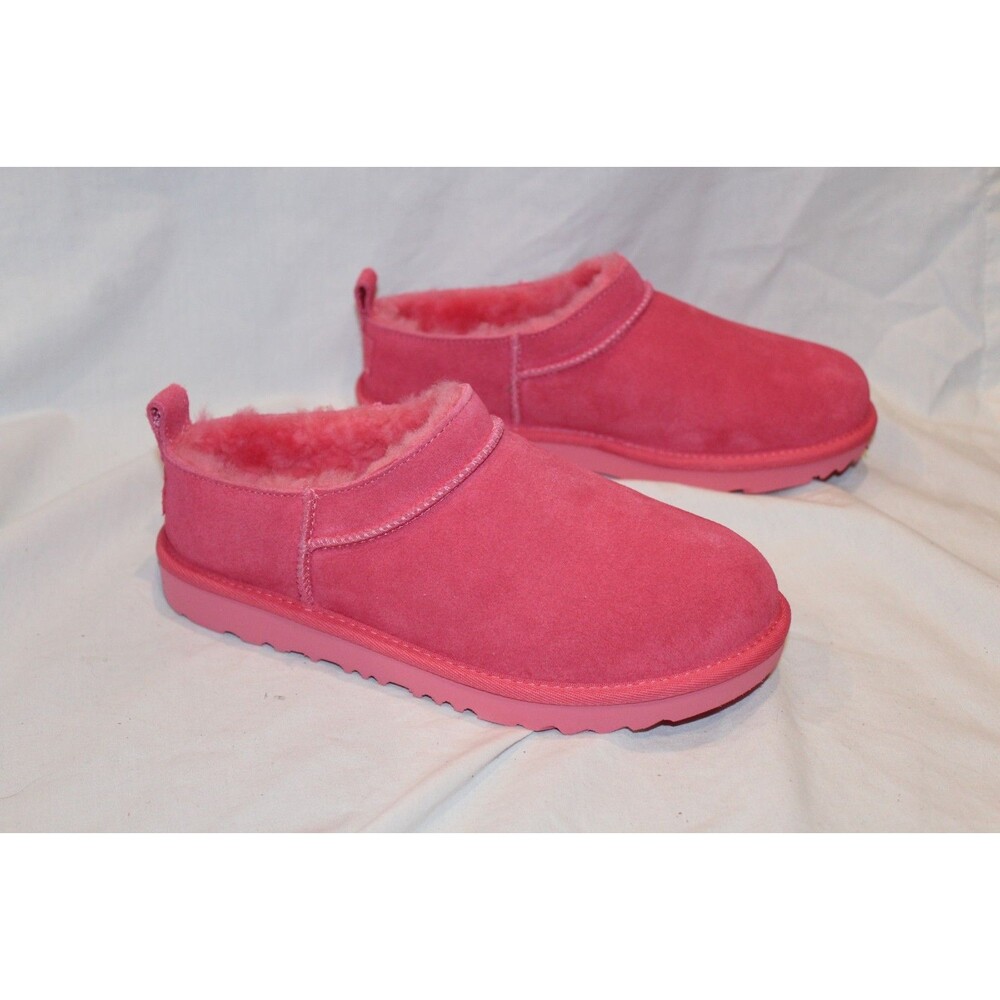 UGG MICRO MINI SUEDE SHEARLING LINED BOOTS PBLM PINK YOUTH 5 WOMEN'S 6.5-7 NEW